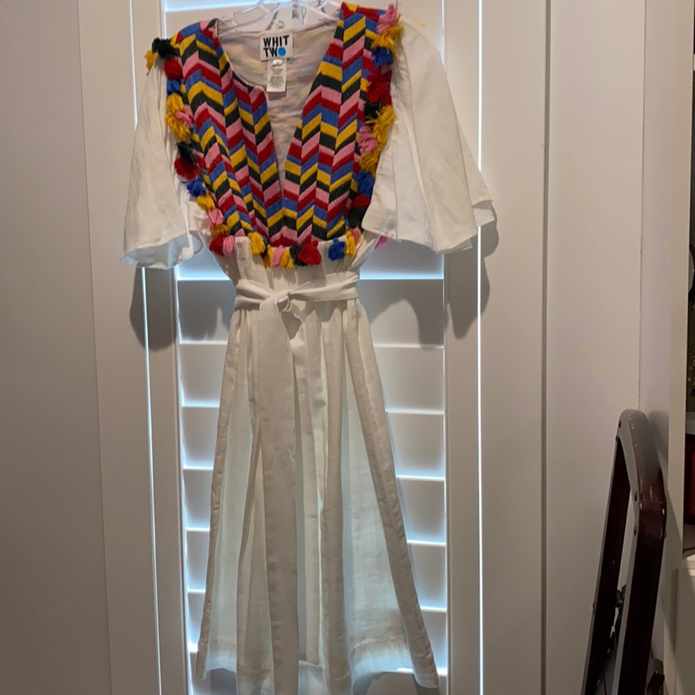 Embroidered v neck dress